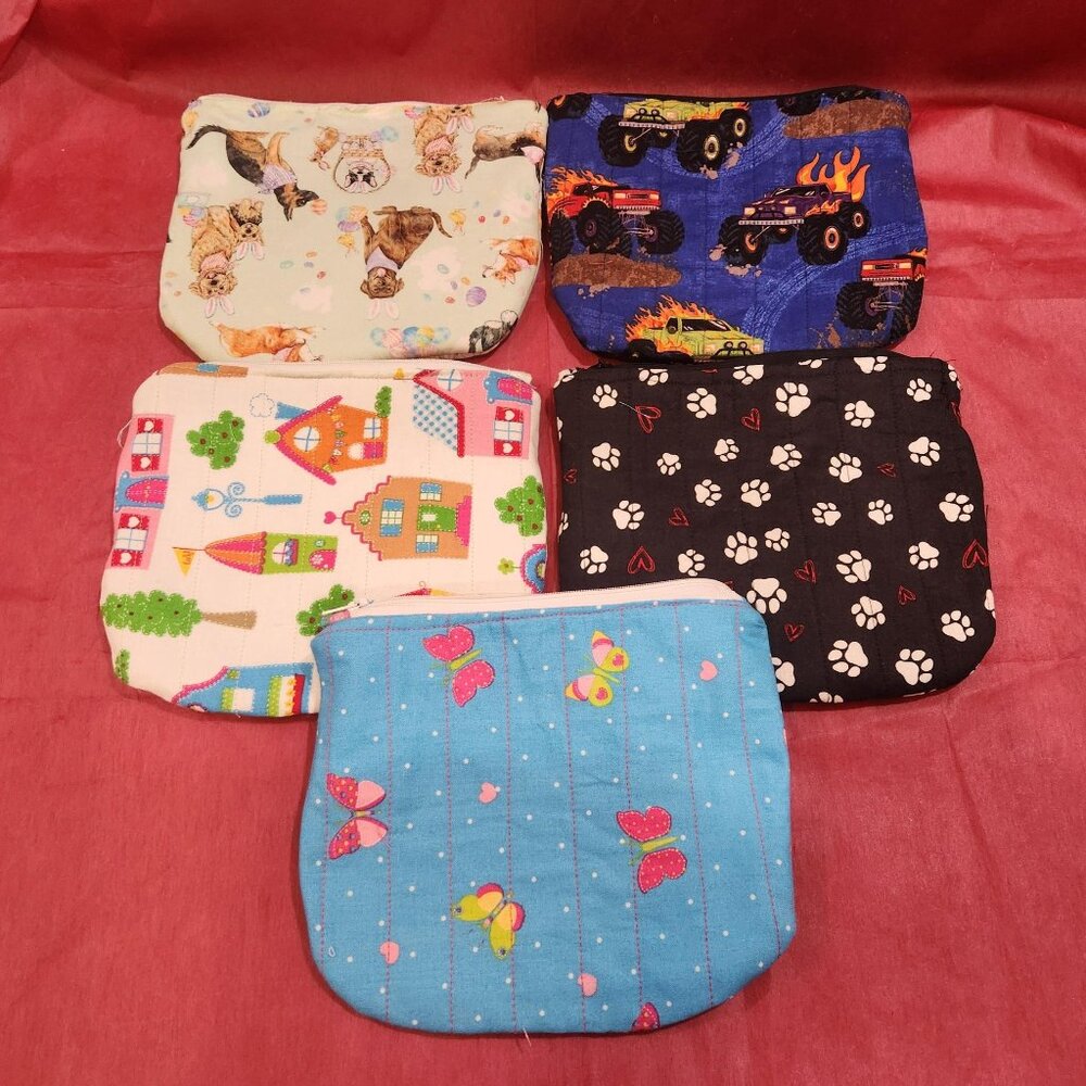 Handmade pouches "dog, truck houses, paws and butterflys